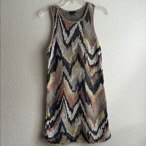 Theory Zili Sag Harbor zig zag sleeveless linen blend sweater knit dress Size S